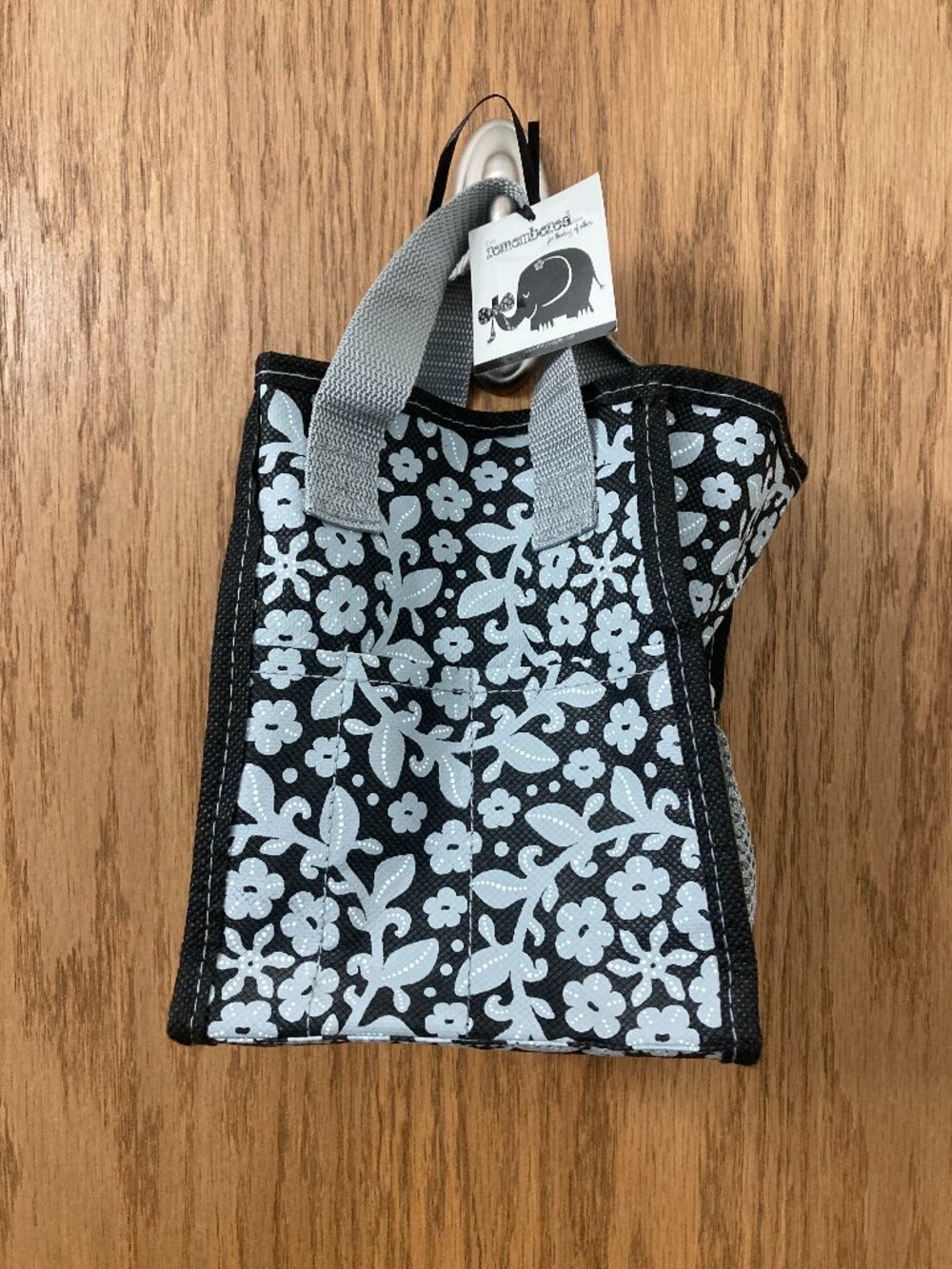 Thirty One Black Gray Floral Small Cube Organizing Tote